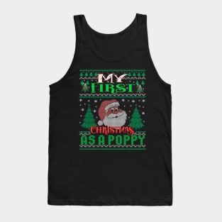 Funny Family My 1st Christmas As A Poppy Ugly Xmas Tank Top